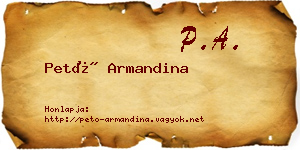 Pető Armandina névjegykártya